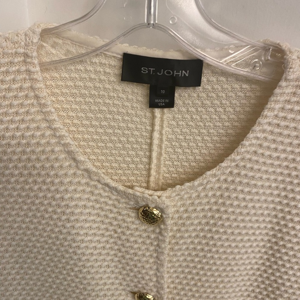 St. John Ivory Textured Knit Cardigan - Picture 2 of 4